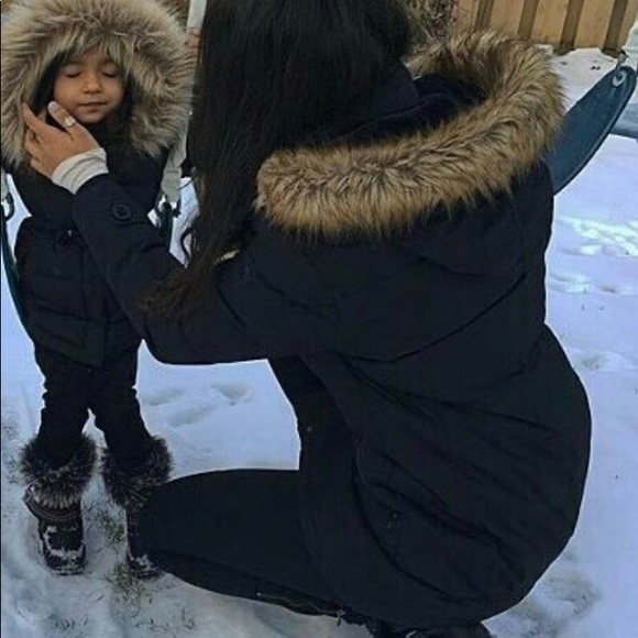 Black Parka w/ Faux Fur Trim Hood - Picture 2 of 3